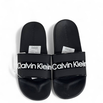 ✨ Calvin Klein Slides | Glossy Logo Band – Black