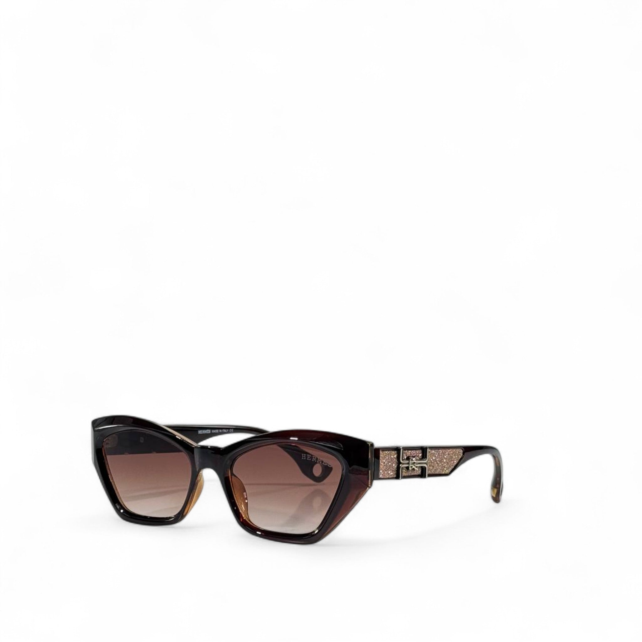 🕶️ Hermès Cat-Eye Sunglasses – Brown Gradient Lenses & Crystal H Temples ✨ | Luxury Designer Eyewear
