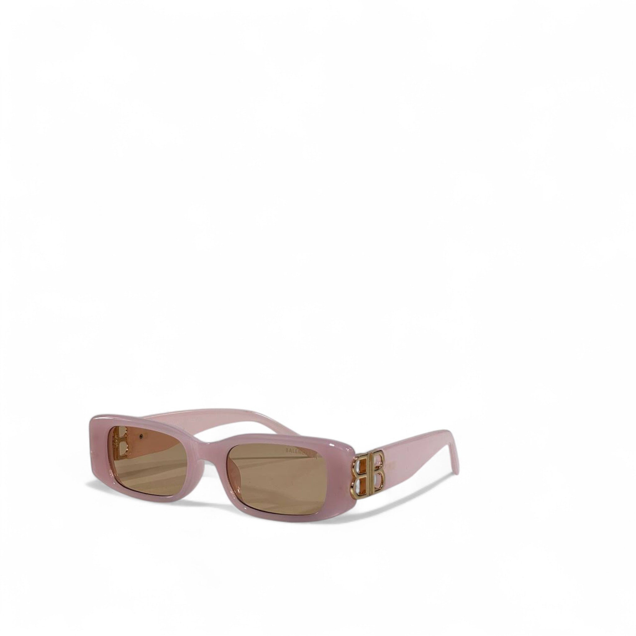 🌸 Balenciaga Rectangular Sunglasses – Pastel Pink Frame & Gold BB Logo | Luxury Designer Eyewear