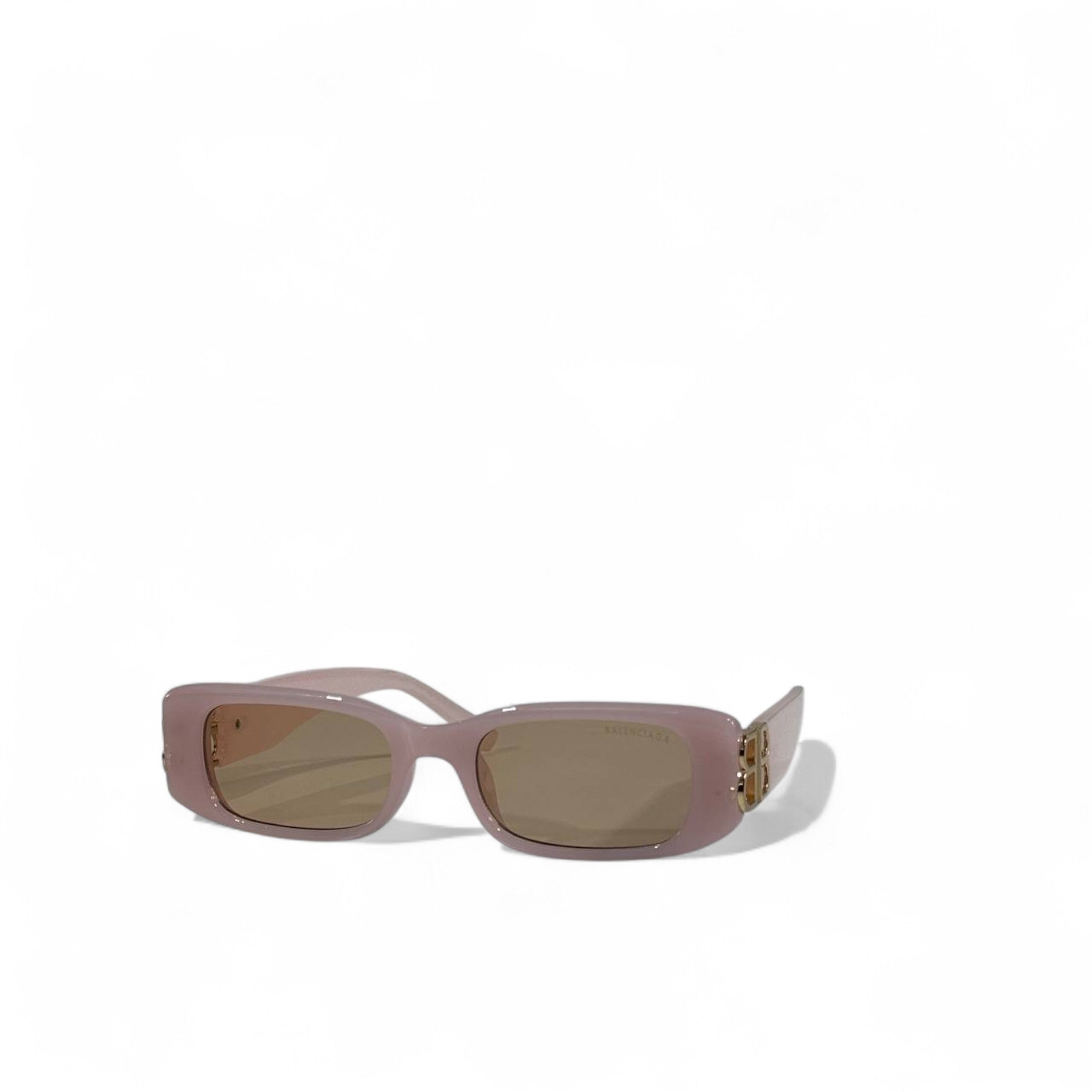 🌸 Balenciaga Rectangular Sunglasses – Pastel Pink Frame & Gold BB Logo | Luxury Designer Eyewear