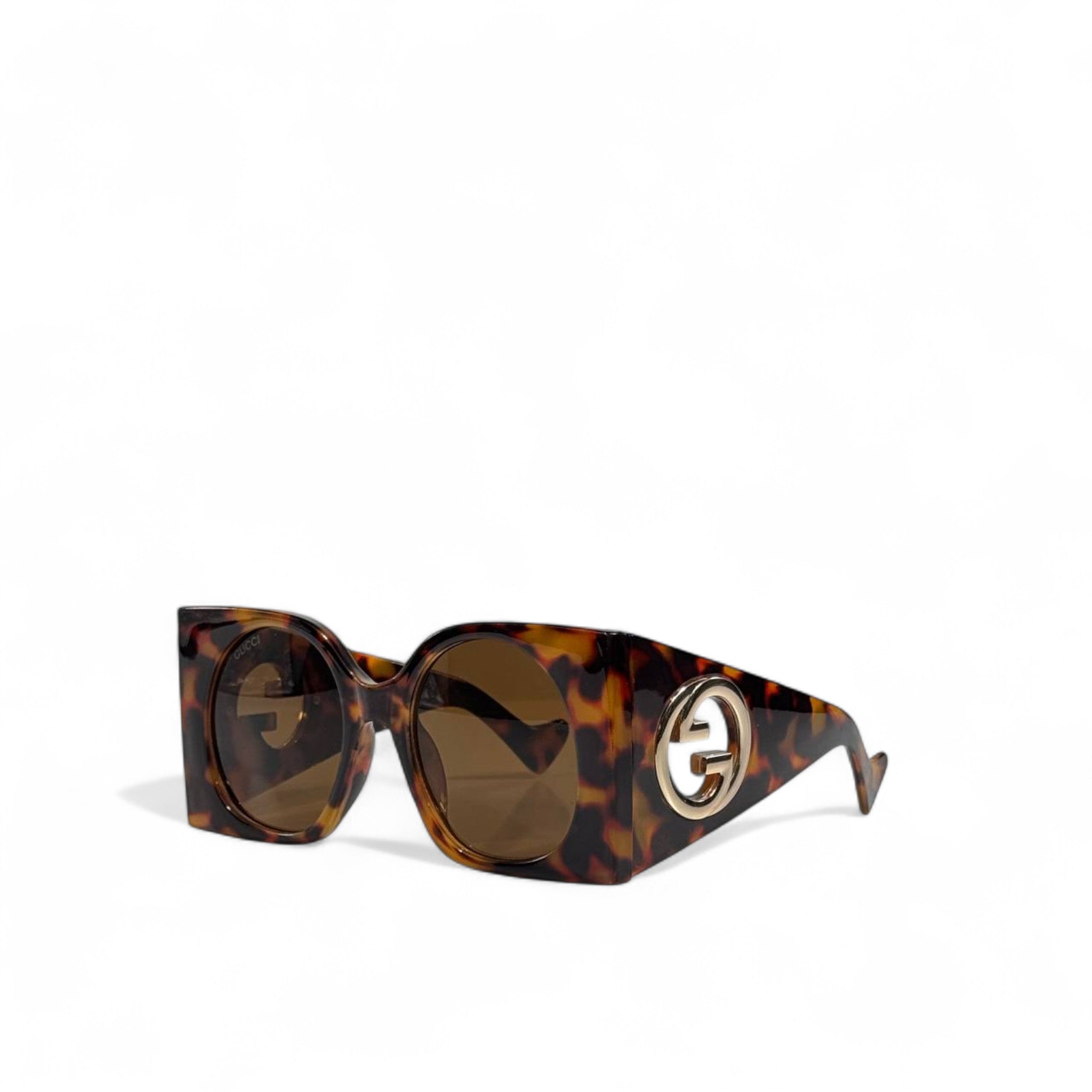 🟤 Gucci Oversized Square Sunglasses – Tortoiseshell with Gold GG Logo | Luxury Designer Eyewear