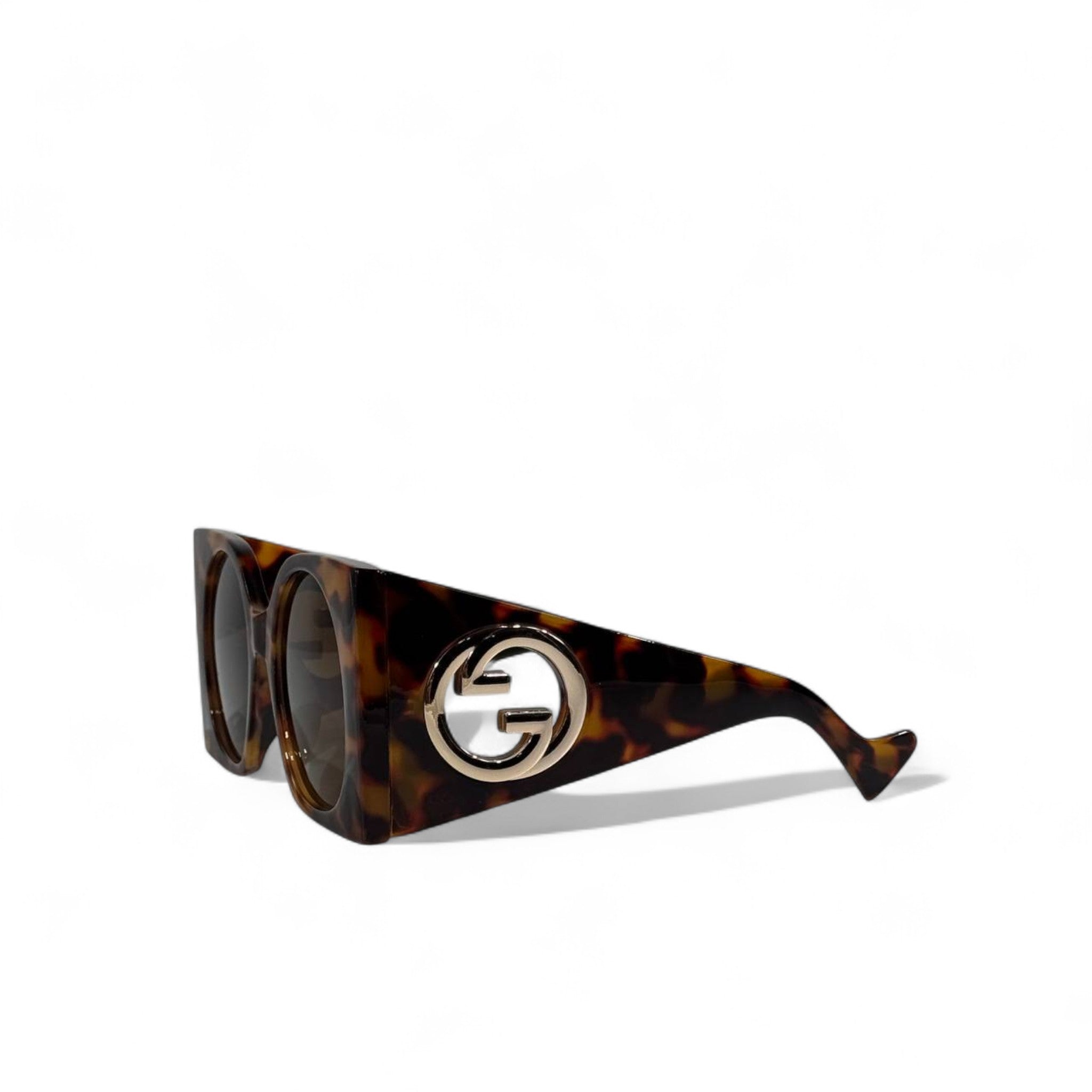 🟤 Gucci Oversized Square Sunglasses – Tortoiseshell with Gold GG Logo | Luxury Designer Eyewear