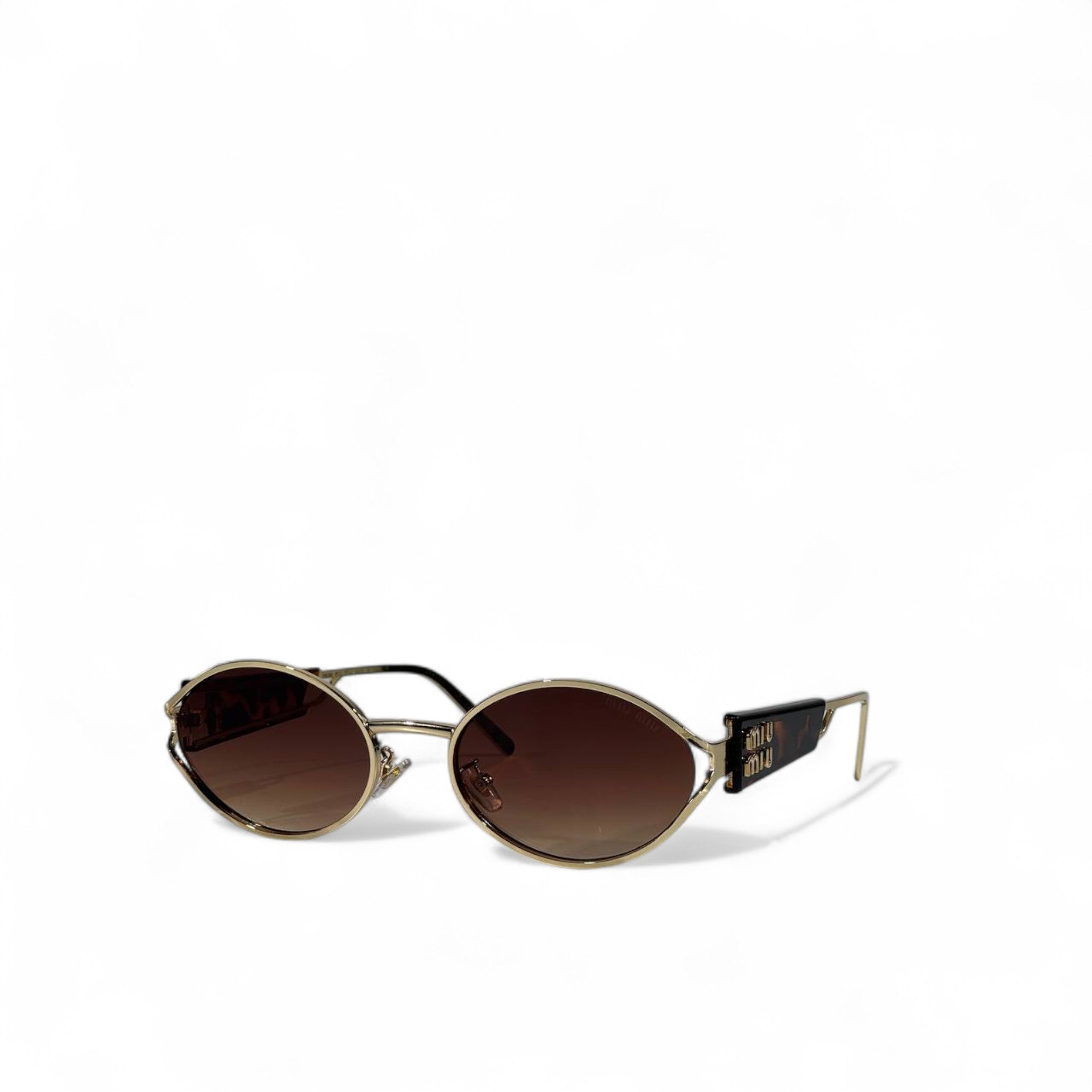 🕶 MIU MIU Oval Metal Sunglasses – Vintage Luxe in Gold & Brown