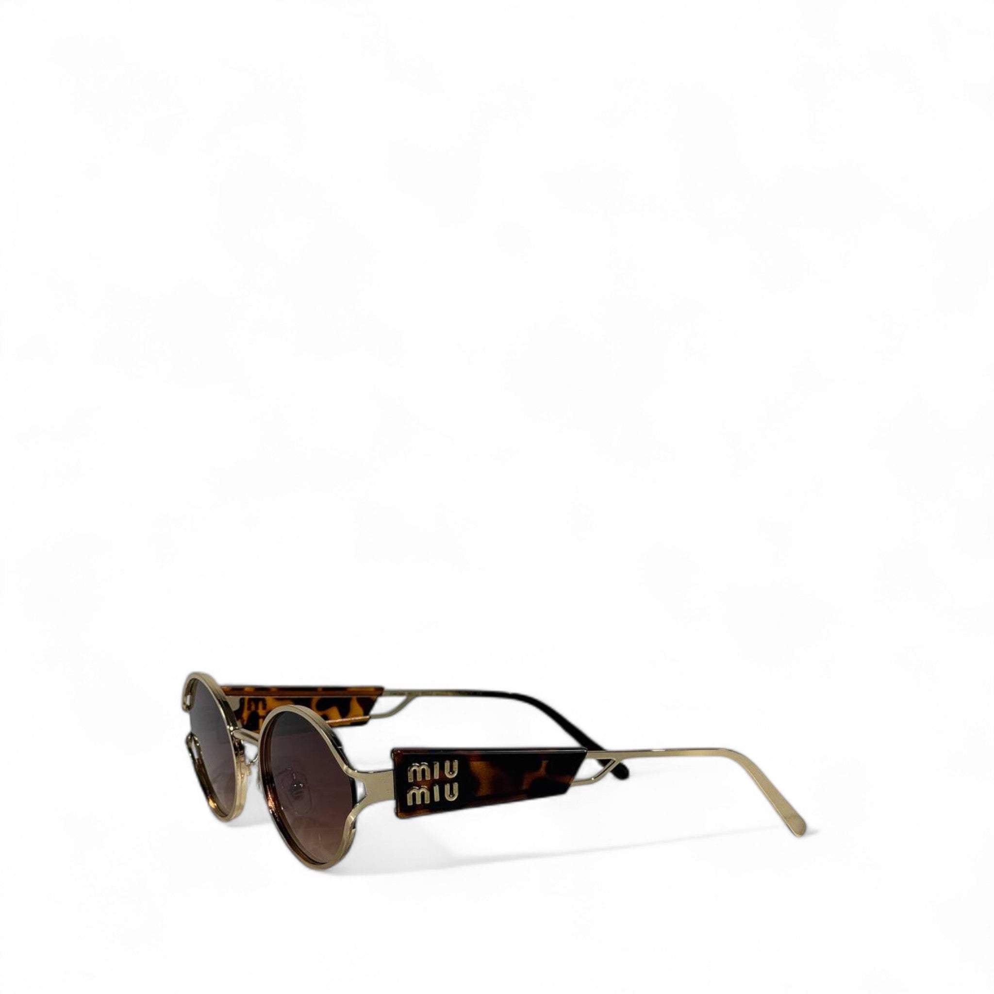 🕶 MIU MIU Oval Metal Sunglasses – Vintage Luxe in Gold & Brown