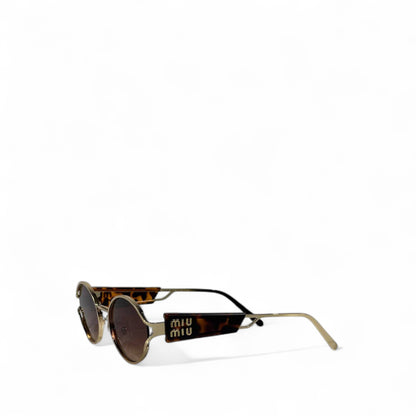 🕶 MIU MIU Oval Metal Sunglasses – Vintage Luxe in Gold & Brown