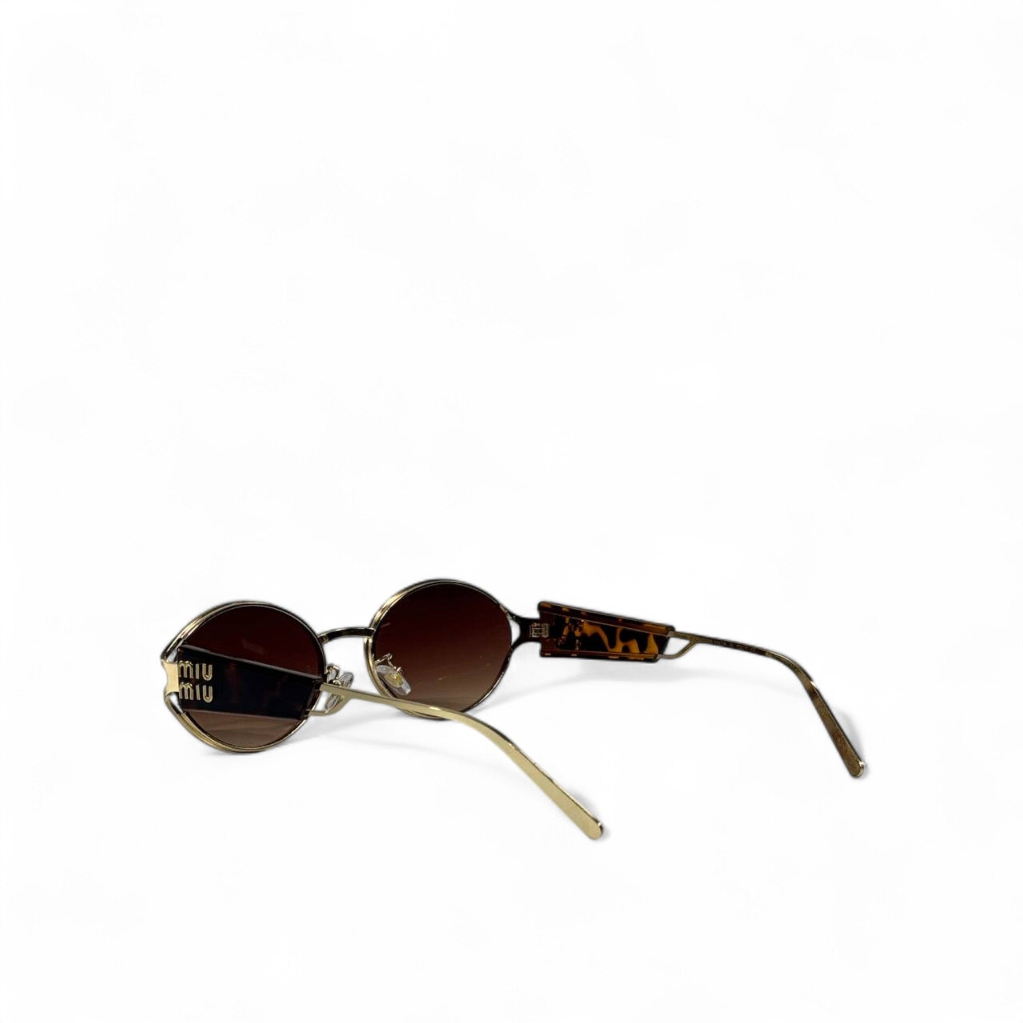 🕶 MIU MIU Oval Metal Sunglasses – Vintage Luxe in Gold & Brown