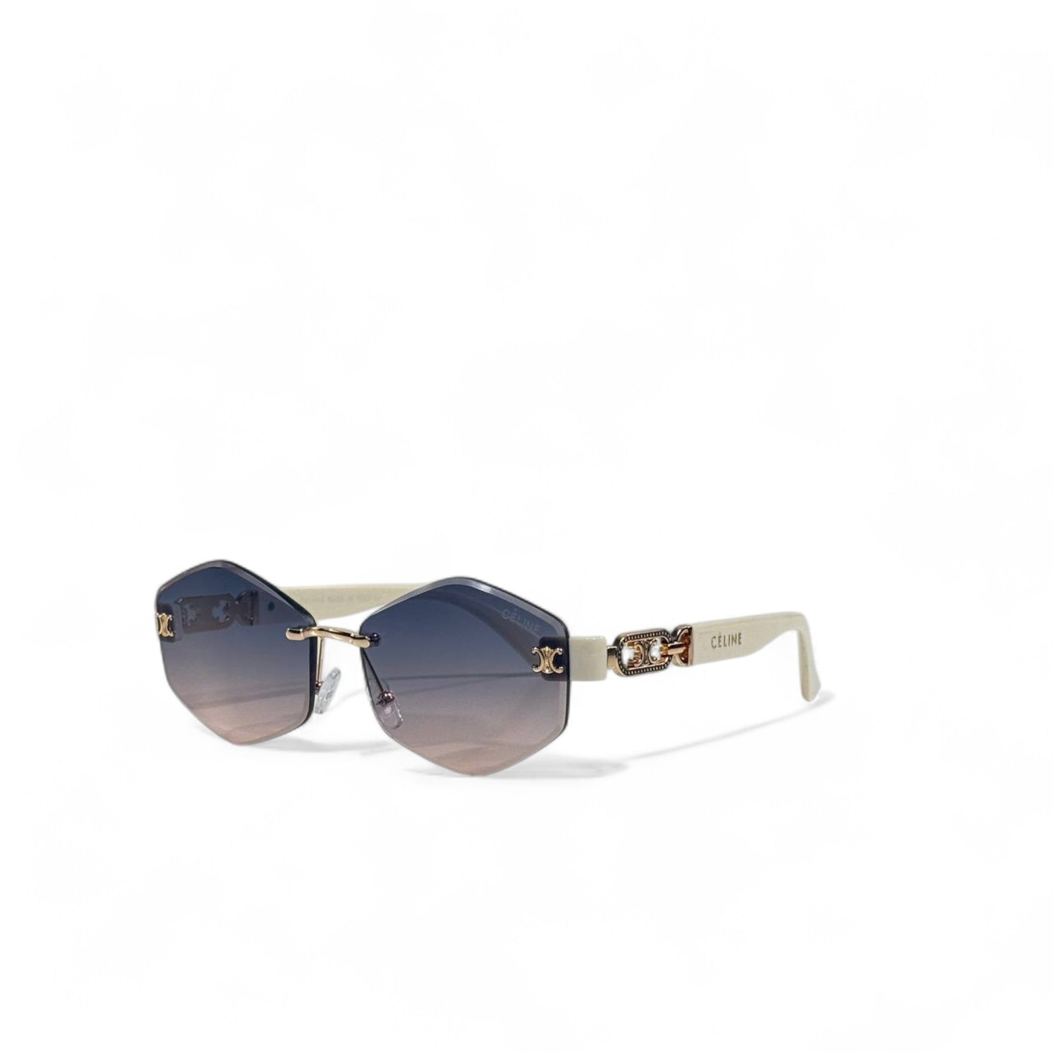 ✨ Céline Triomphe White & Gold Geometric Sunglasses – Parisian Elegance