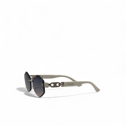 ✨ Céline Triomphe White & Gold Geometric Sunglasses – Parisian Elegance