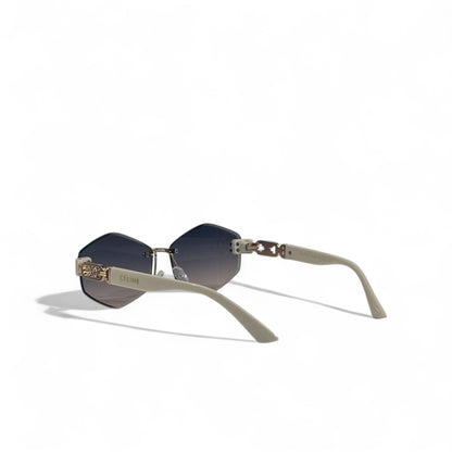 ✨ Céline Triomphe White & Gold Geometric Sunglasses – Parisian Elegance