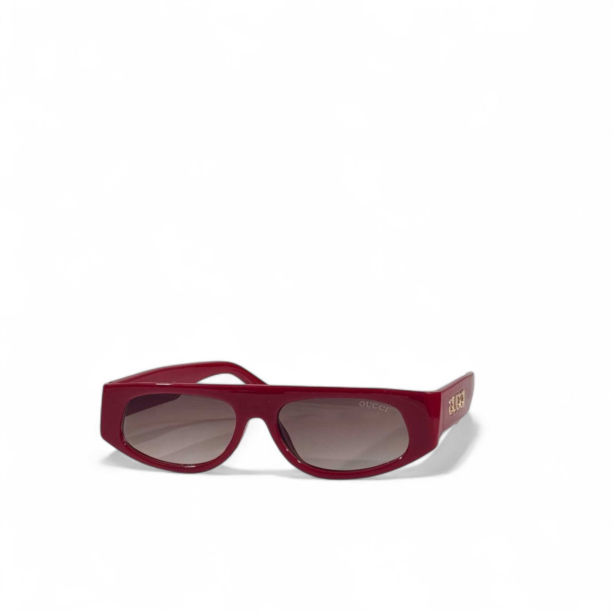 ✨ Gucci Rectangular Sunglasses – Burgundy Red with Gold Logo