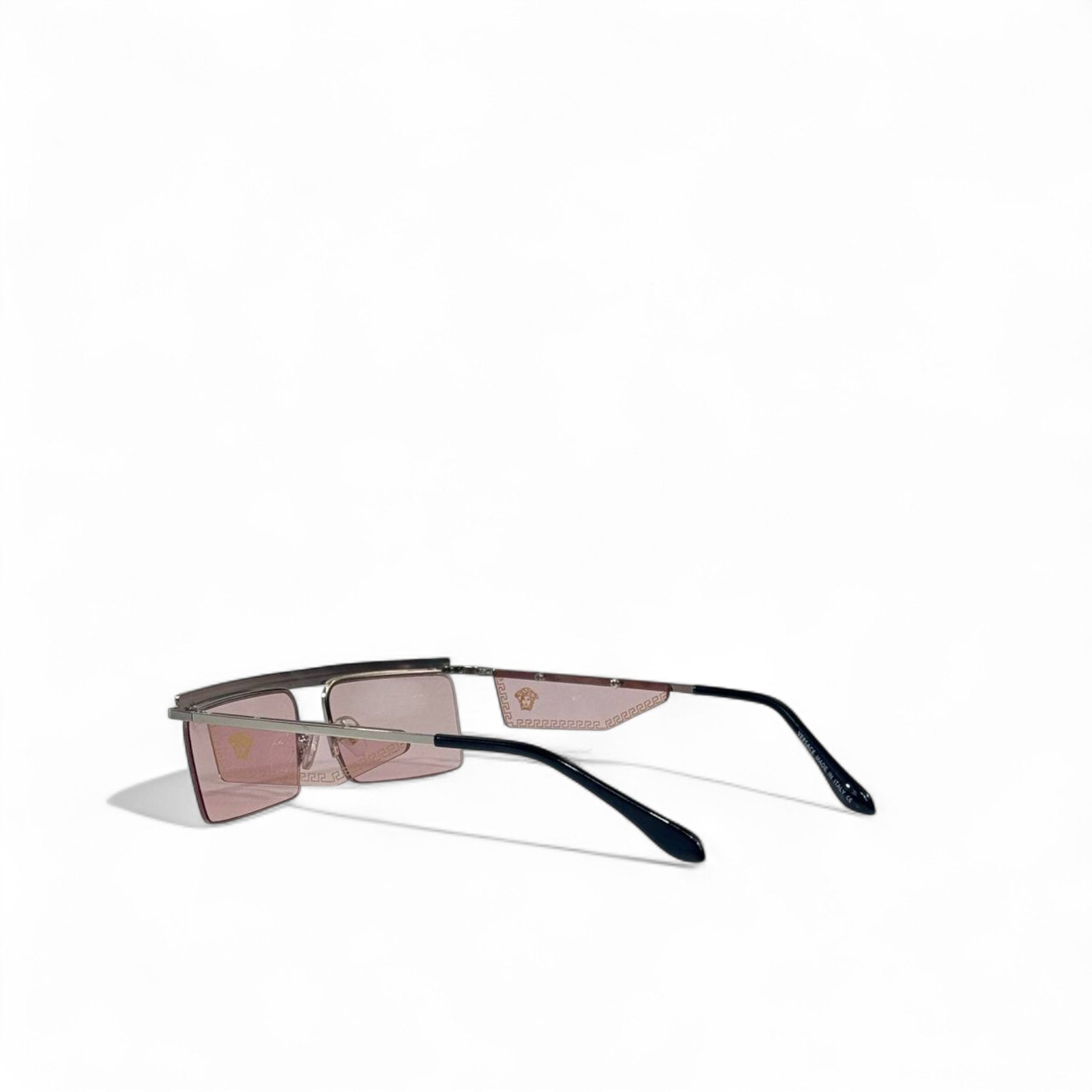 ✨ Versace Pink Shield Rectangular Sunglasses – Futuristic Edge