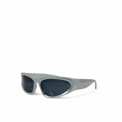 ⚡ Balenciaga Silver Wrap Sunglasses – Futuristic Street Luxury