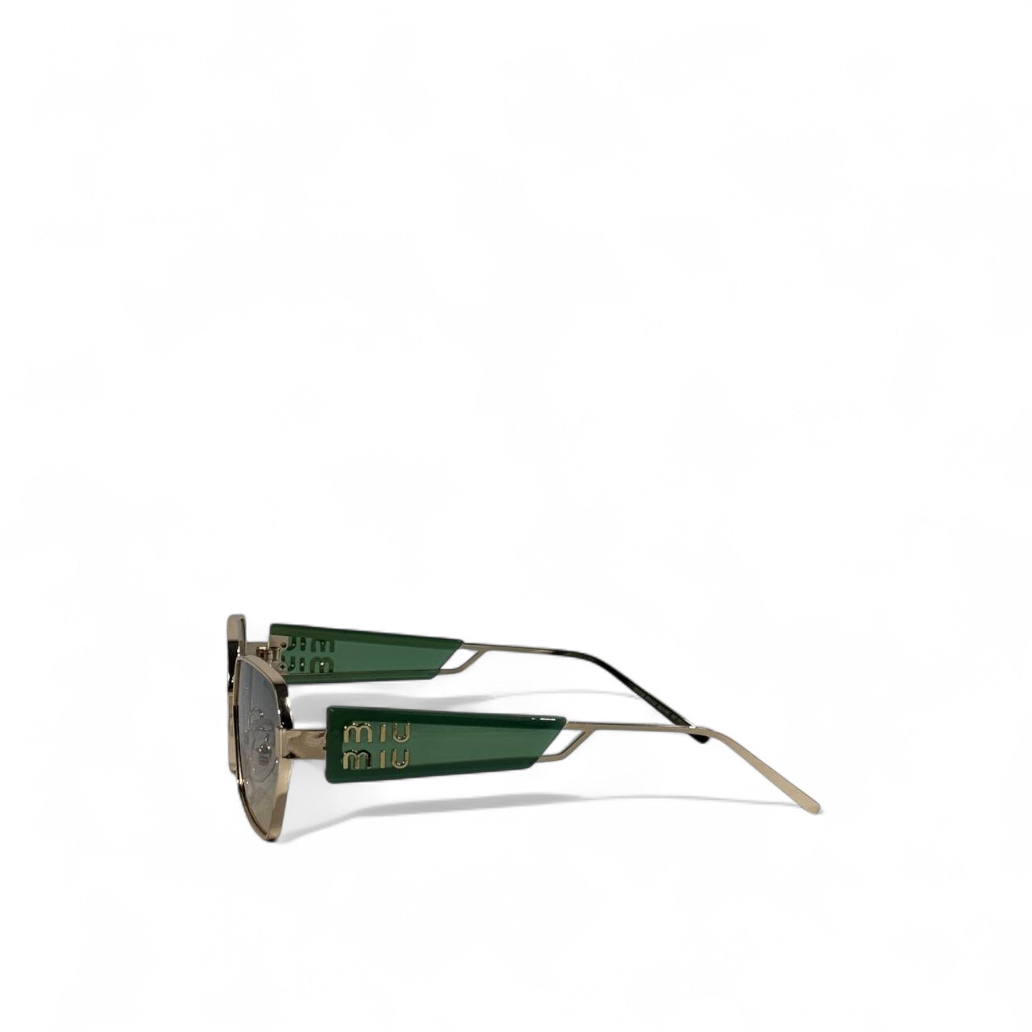 🔥 Miu Miu Geometric Metal Sunglasses – Green/Gold 😎💚✨