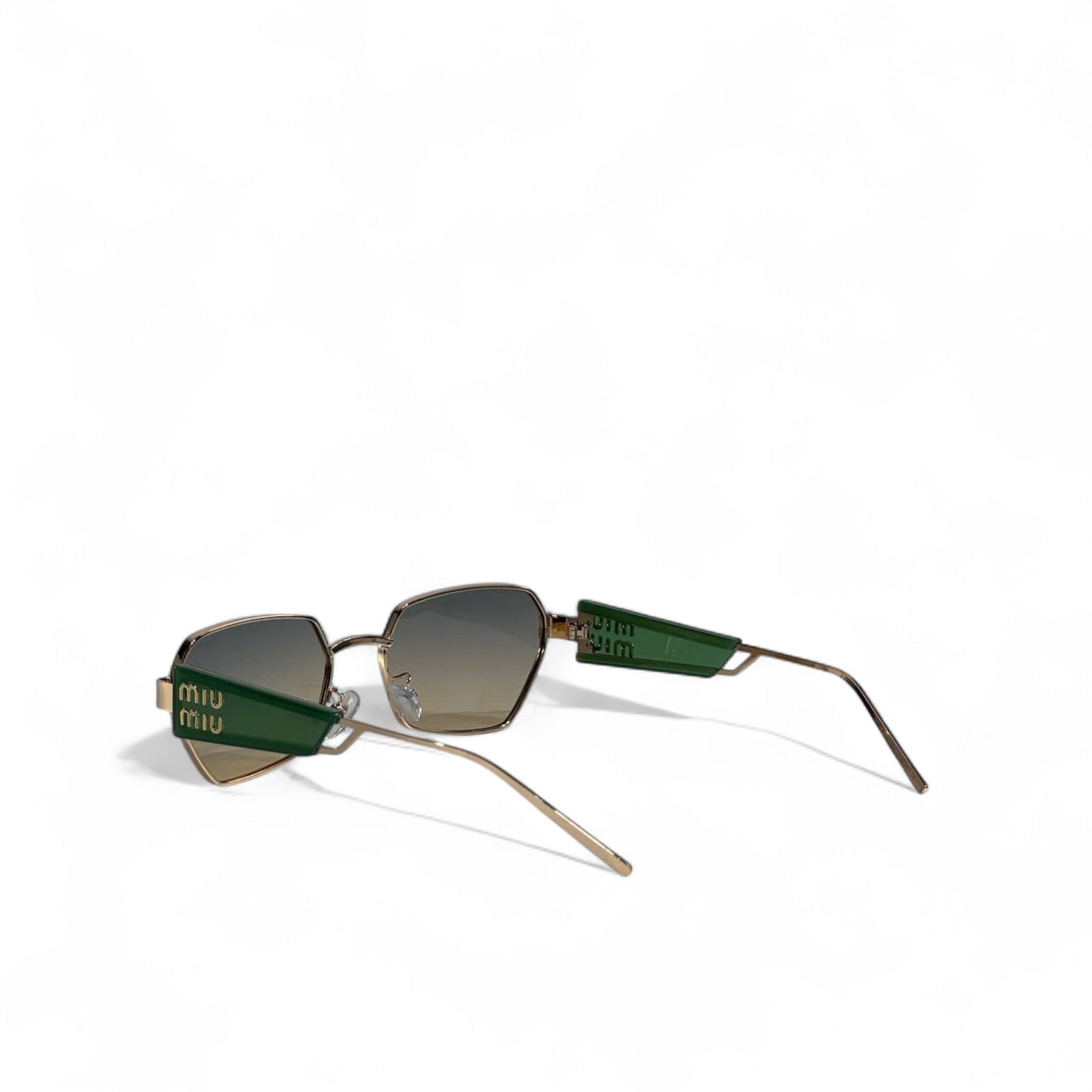 🔥 Miu Miu Geometric Metal Sunglasses – Green/Gold 😎💚✨