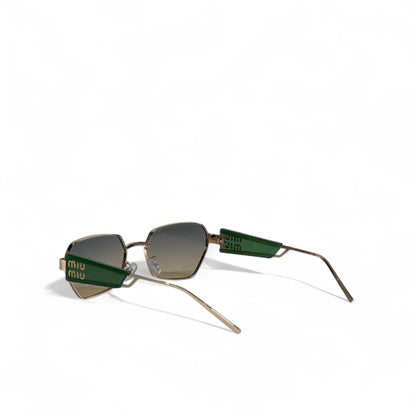 🔥 Miu Miu Geometric Metal Sunglasses – Green/Gold 😎💚✨