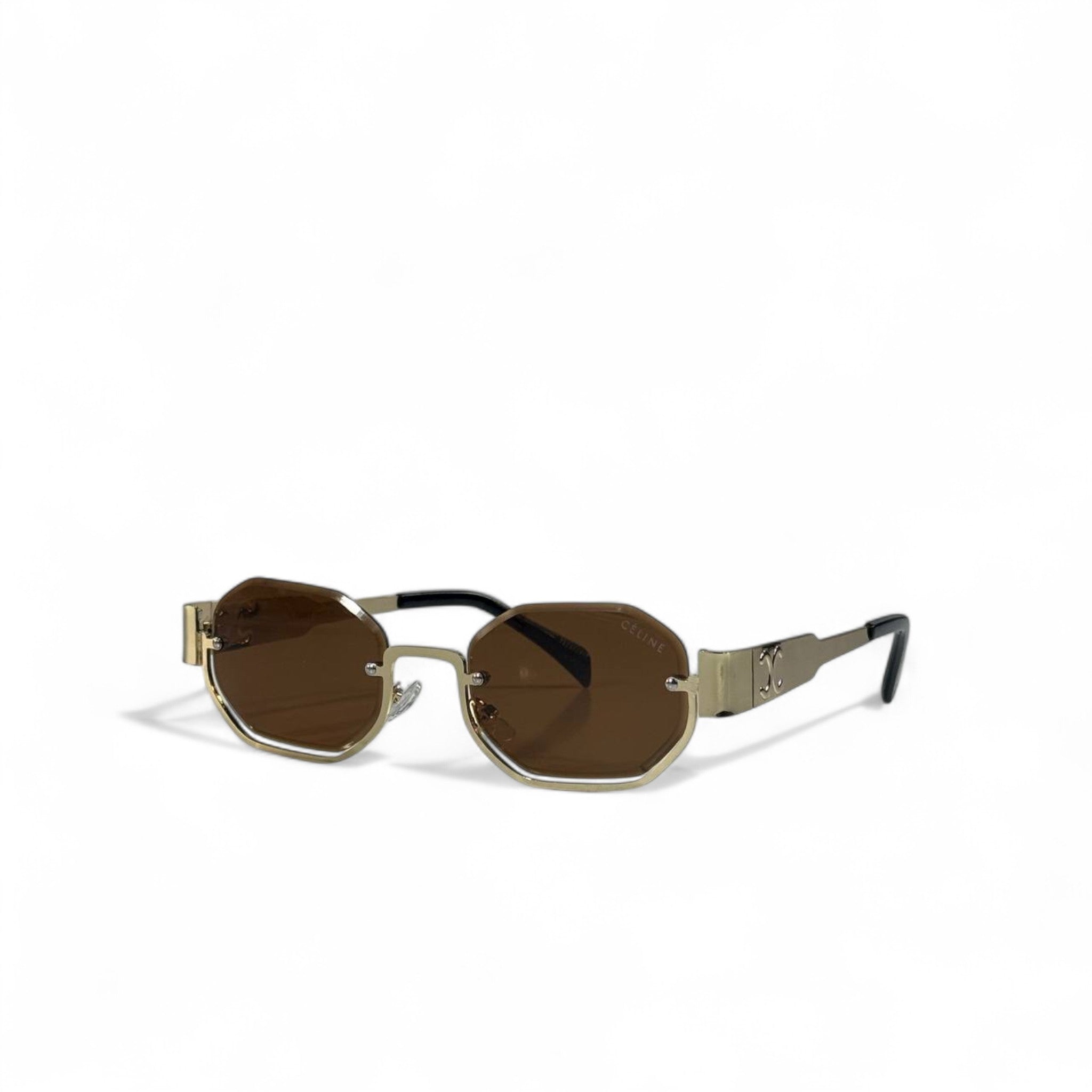 🔥 Celine Triomphe Geometric Sunglasses – Gold/Brown 🕶️✨