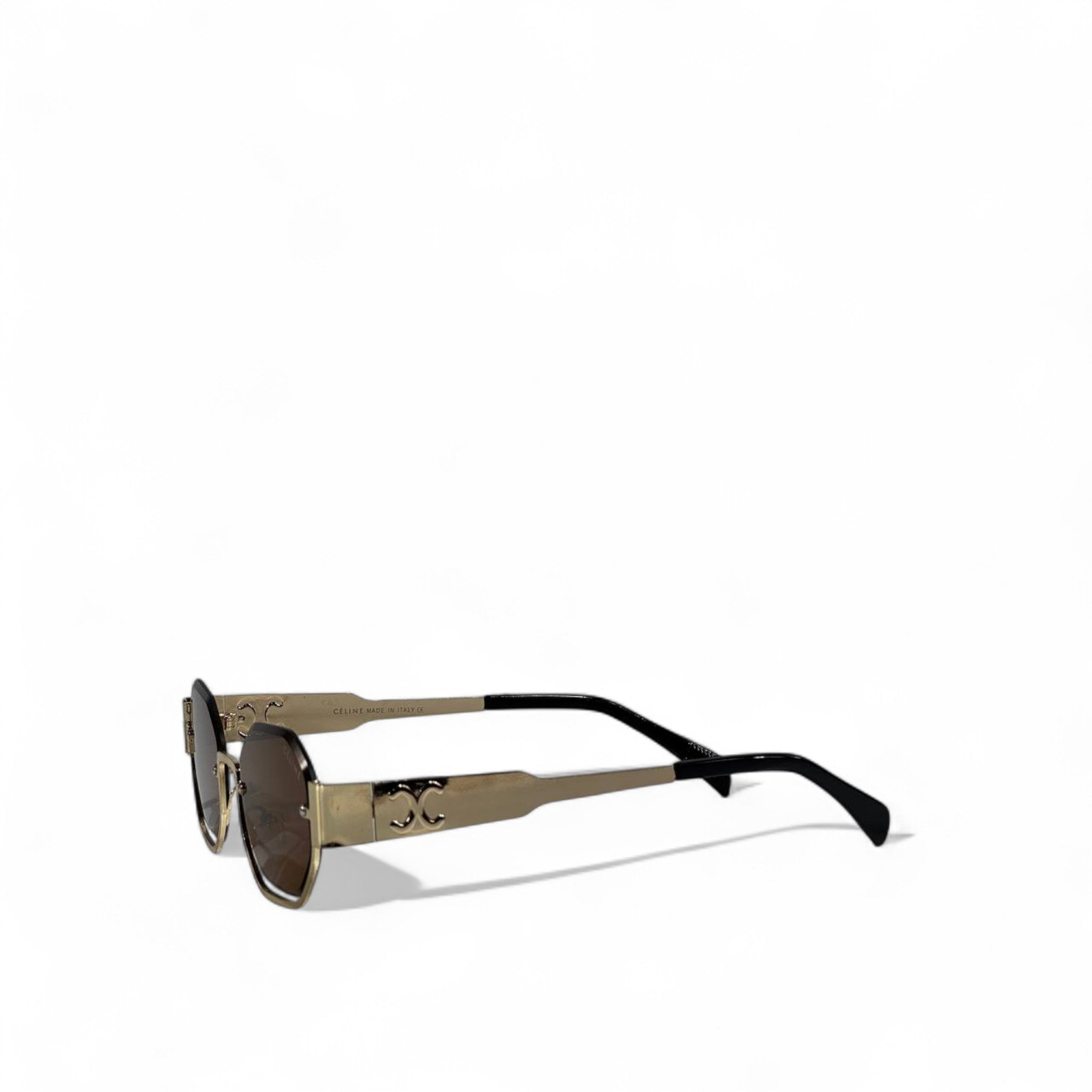 🔥 Celine Triomphe Geometric Sunglasses – Gold/Brown 🕶️✨