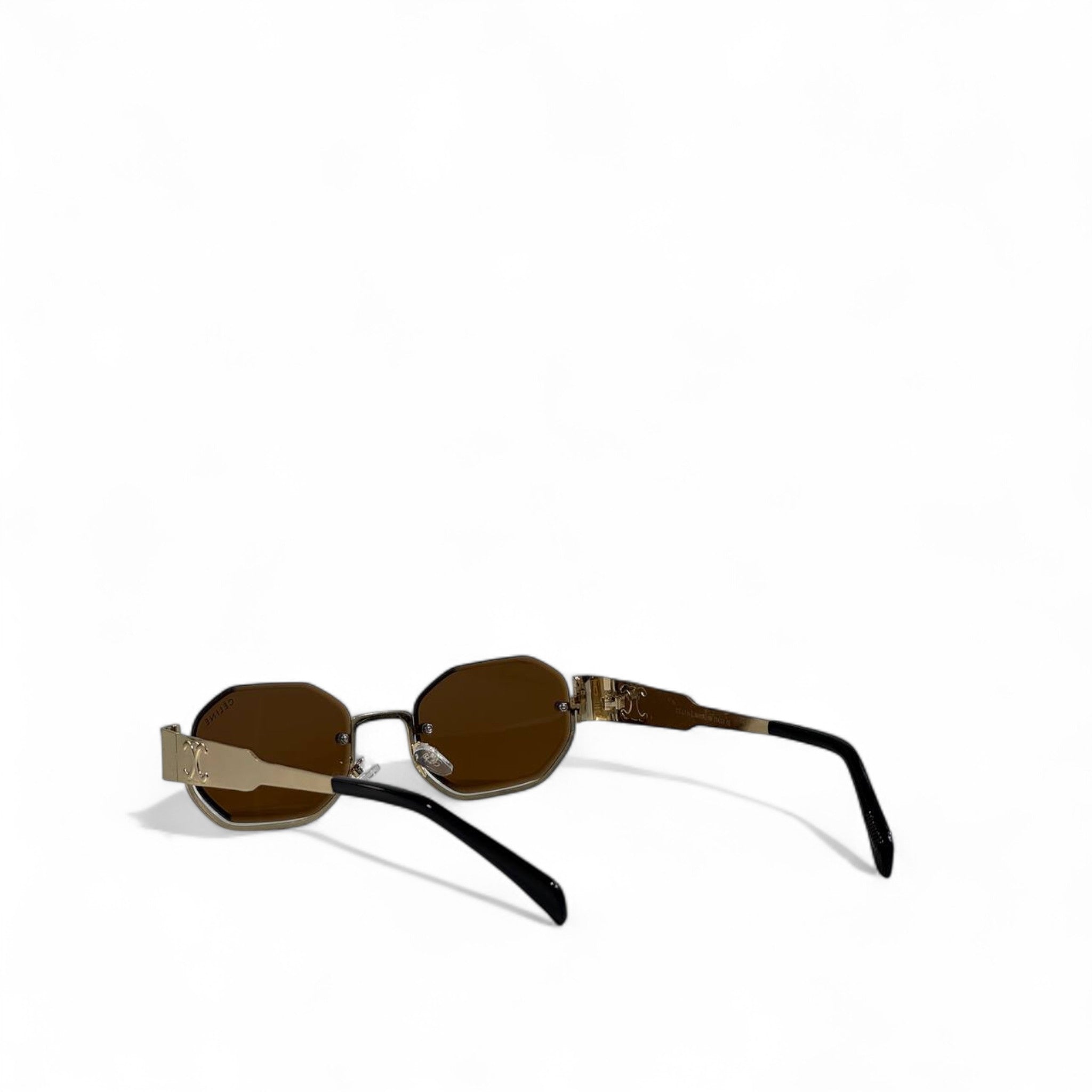 🔥 Celine Triomphe Geometric Sunglasses – Gold/Brown 🕶️✨
