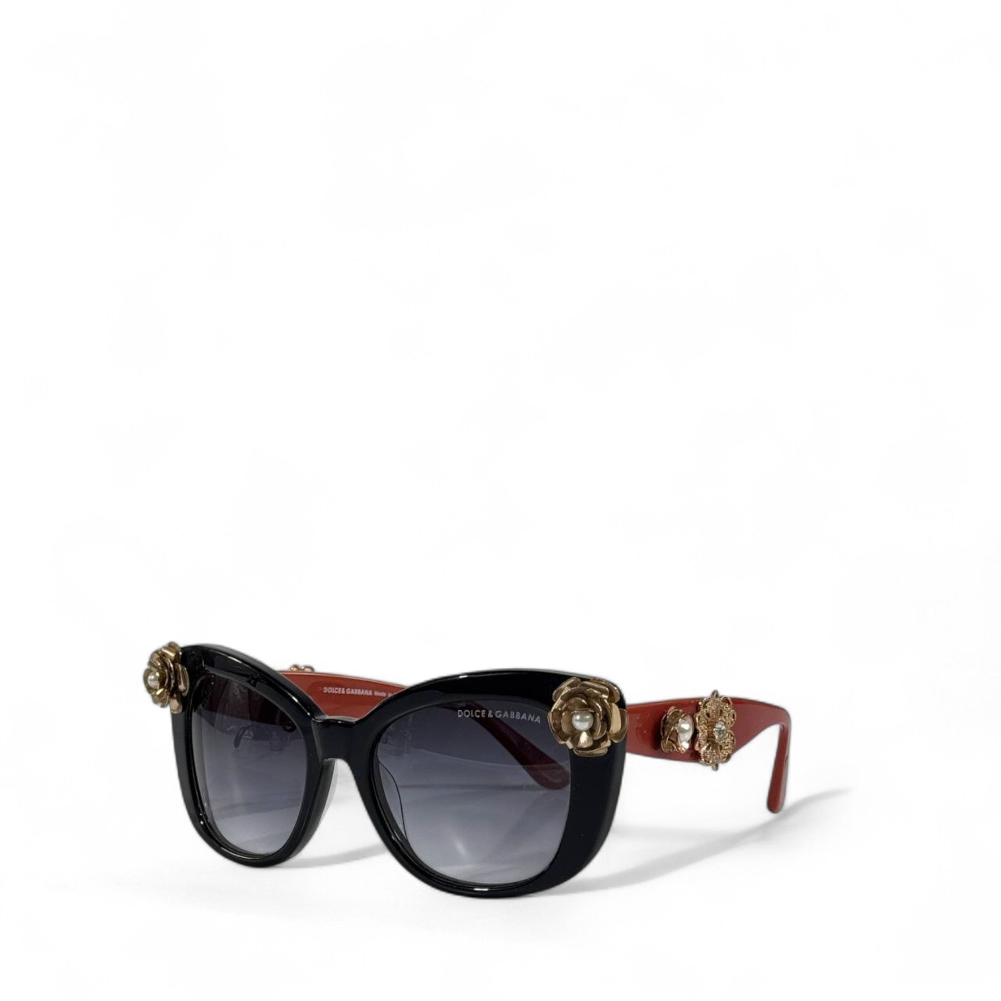 Dolce & Gabbana Floral Embellished Sunglasses 🌹✨ | Black & Red Luxury Eyewear