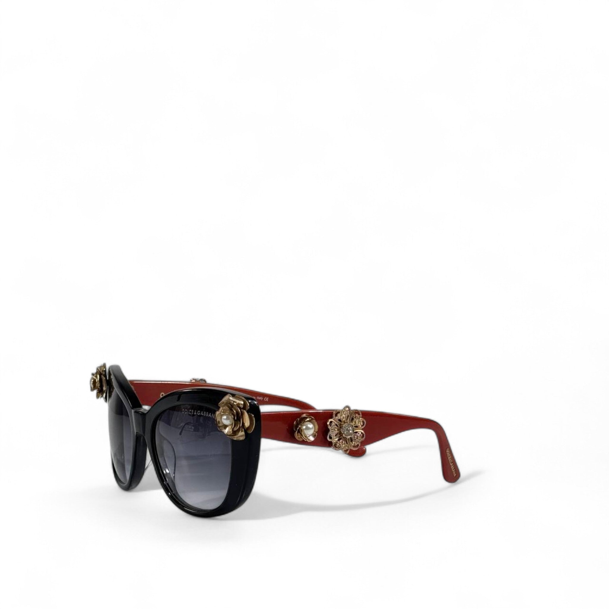Dolce & Gabbana Floral Embellished Sunglasses 🌹✨ | Black & Red Luxury Eyewear