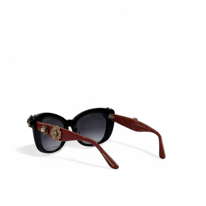 Dolce & Gabbana Floral Embellished Sunglasses 🌹✨ | Black & Red Luxury Eyewear