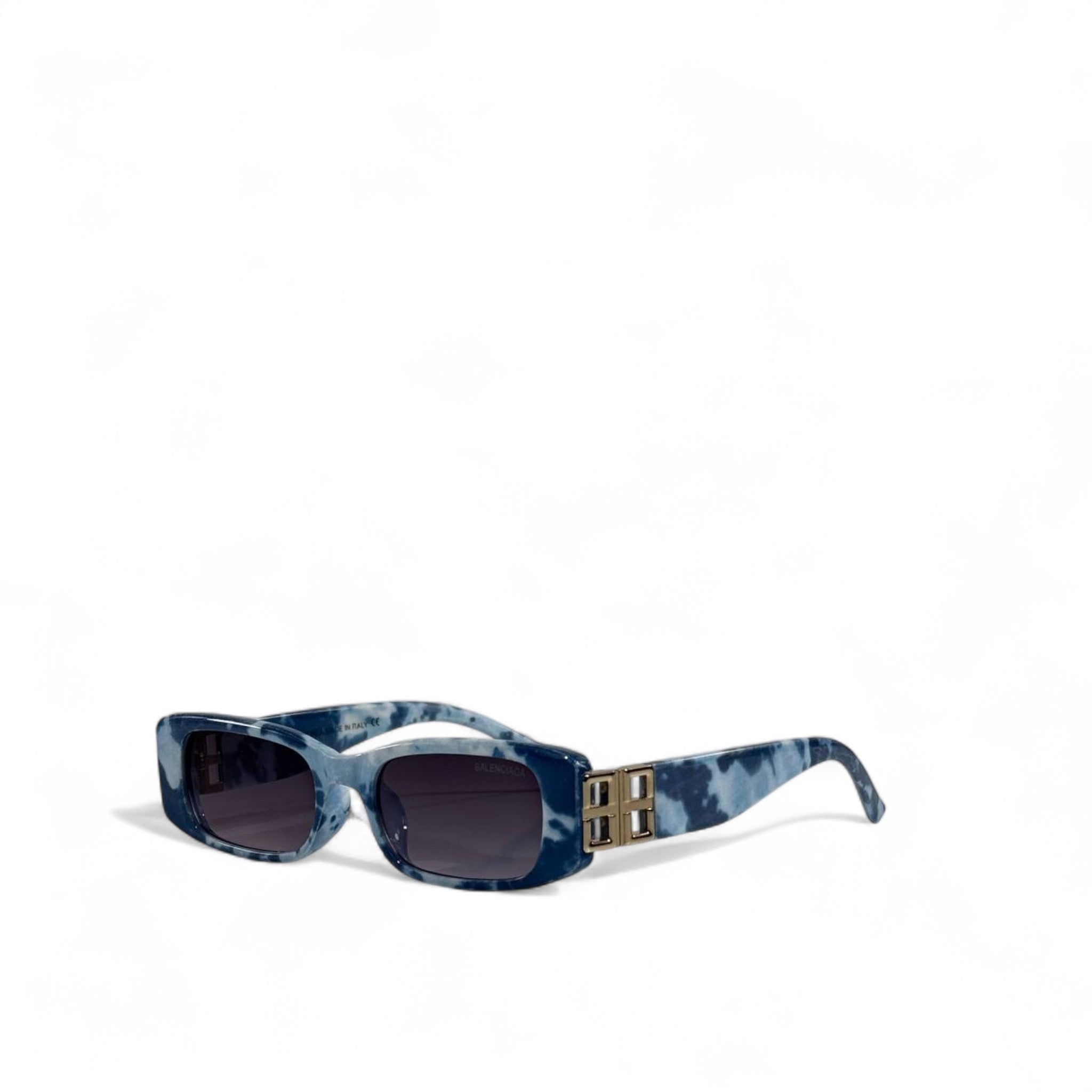 Balenciaga Blue Patterned Rectangle Sunglasses 🕶️💙 | Modern Luxury Statement Eyewear