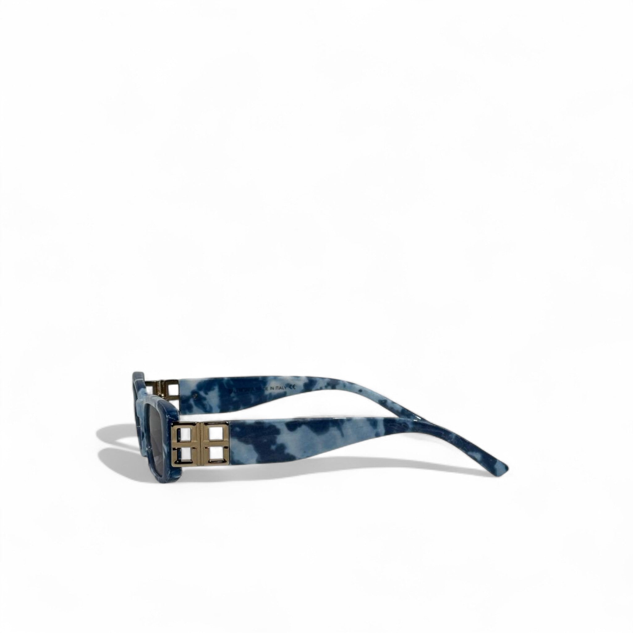 Balenciaga Blue Patterned Rectangle Sunglasses 🕶️💙 | Modern Luxury Statement Eyewear