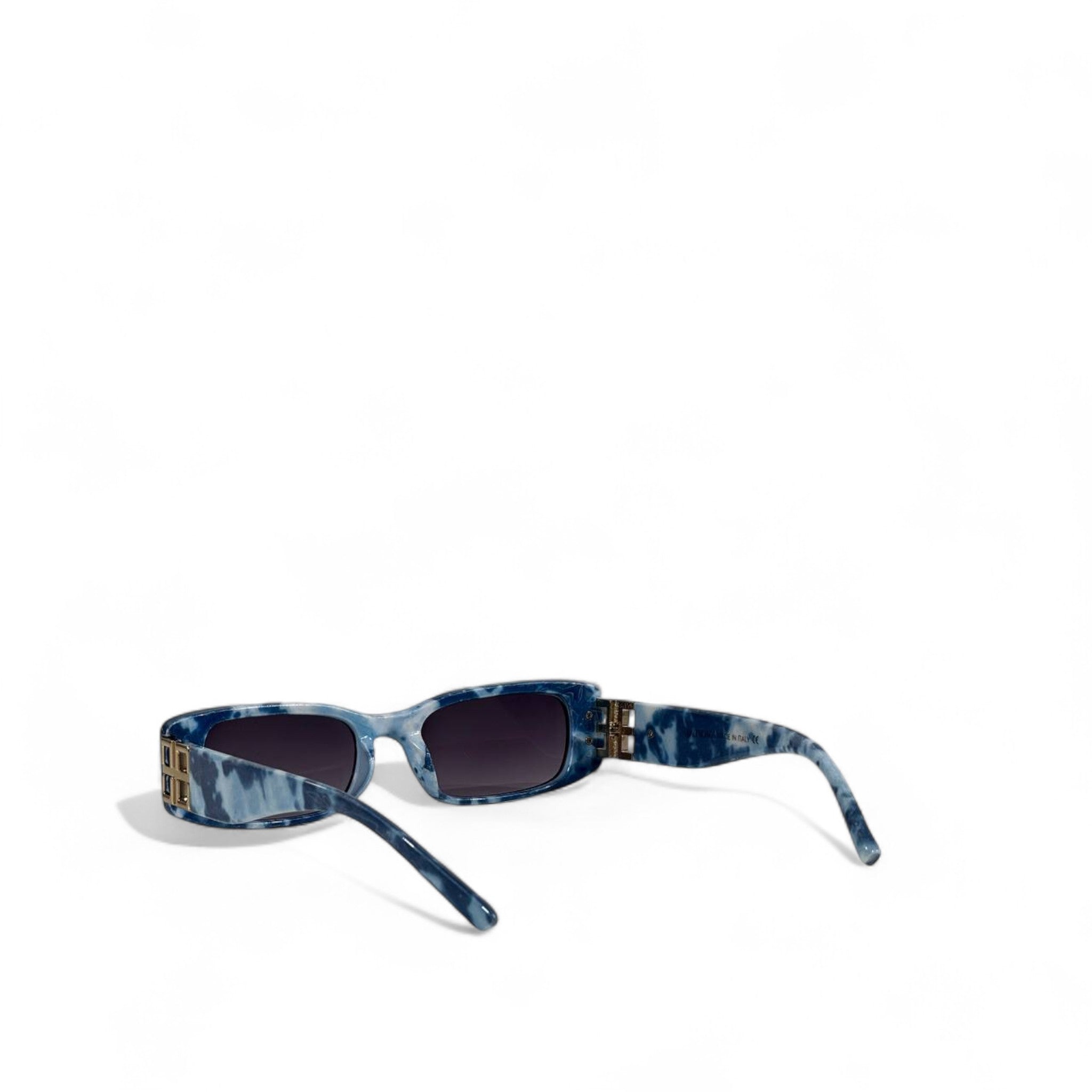 Balenciaga Blue Patterned Rectangle Sunglasses 🕶️💙 | Modern Luxury Statement Eyewear