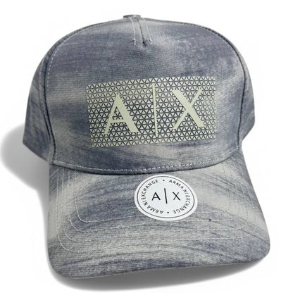 Armani Exchange Distressed Denim Cap – A|X Logo Printed Streetwear Hat