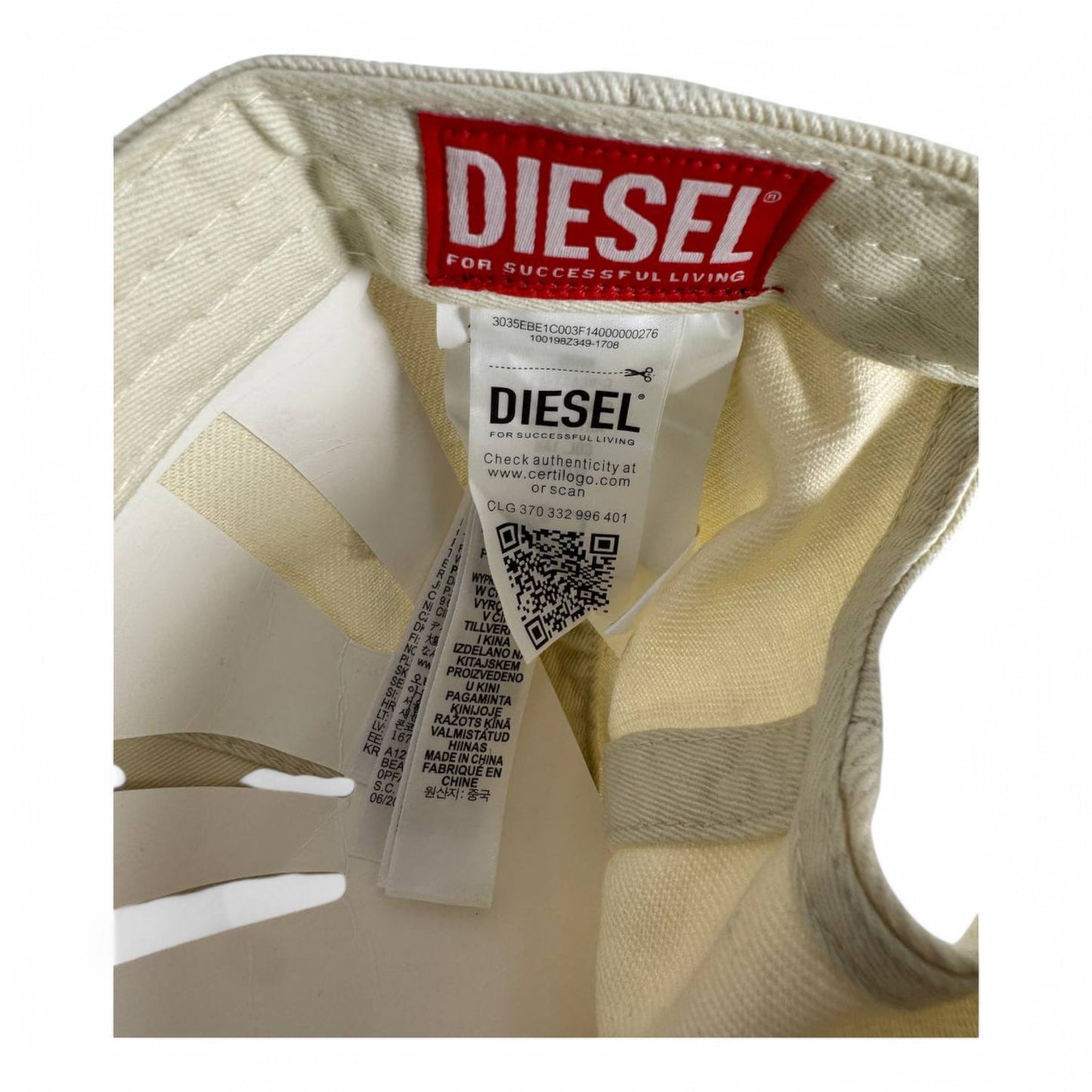 Diesel Distressed Beige Cap – Bold Industrial Edge