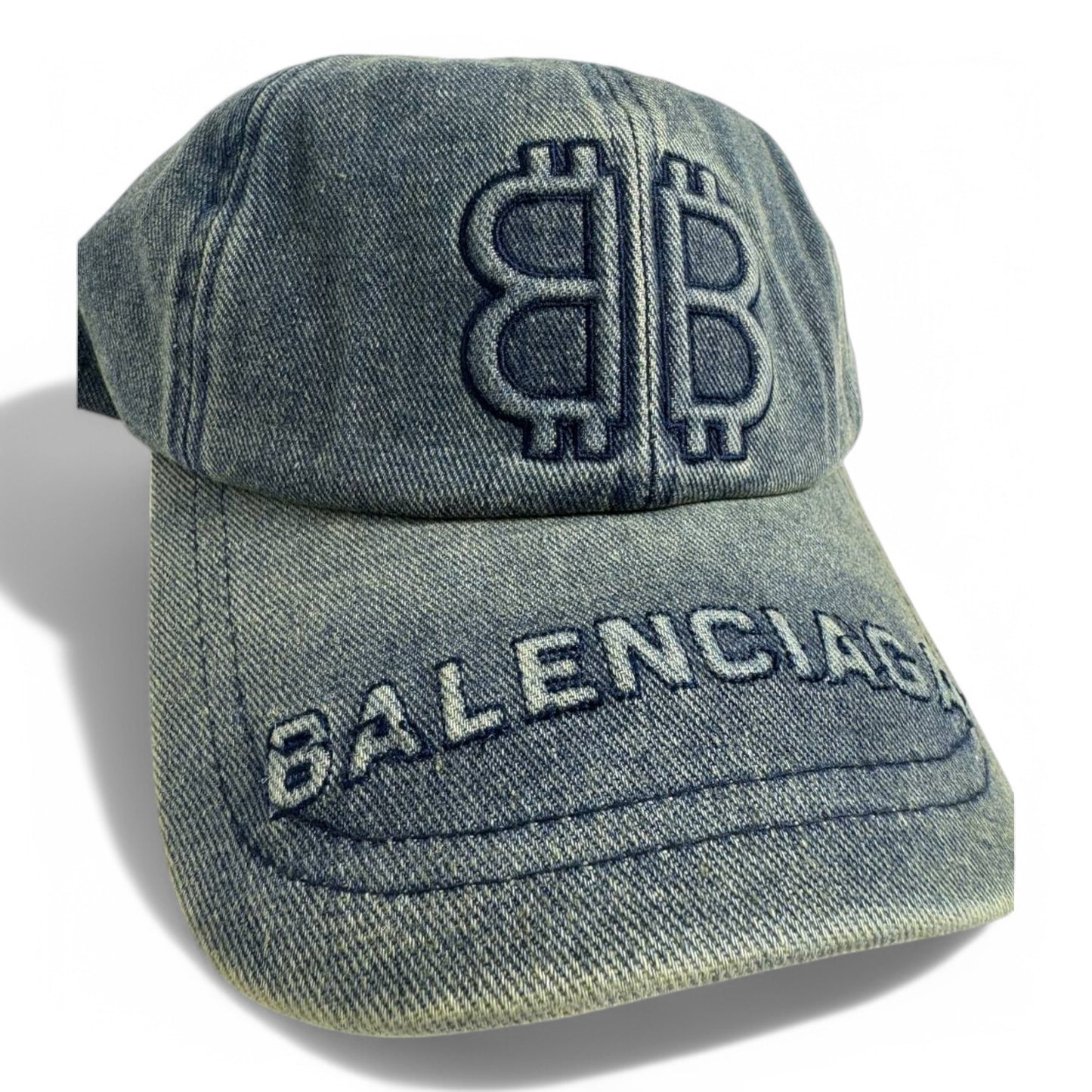 Balenciaga Washed Denim Cap – BB Embroidered Logo