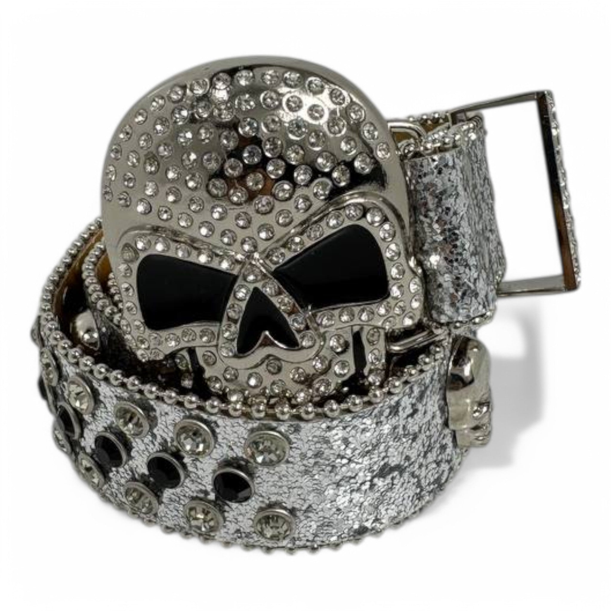 Rockstar Skull Belt – Rhinestone & Star-Studded Design