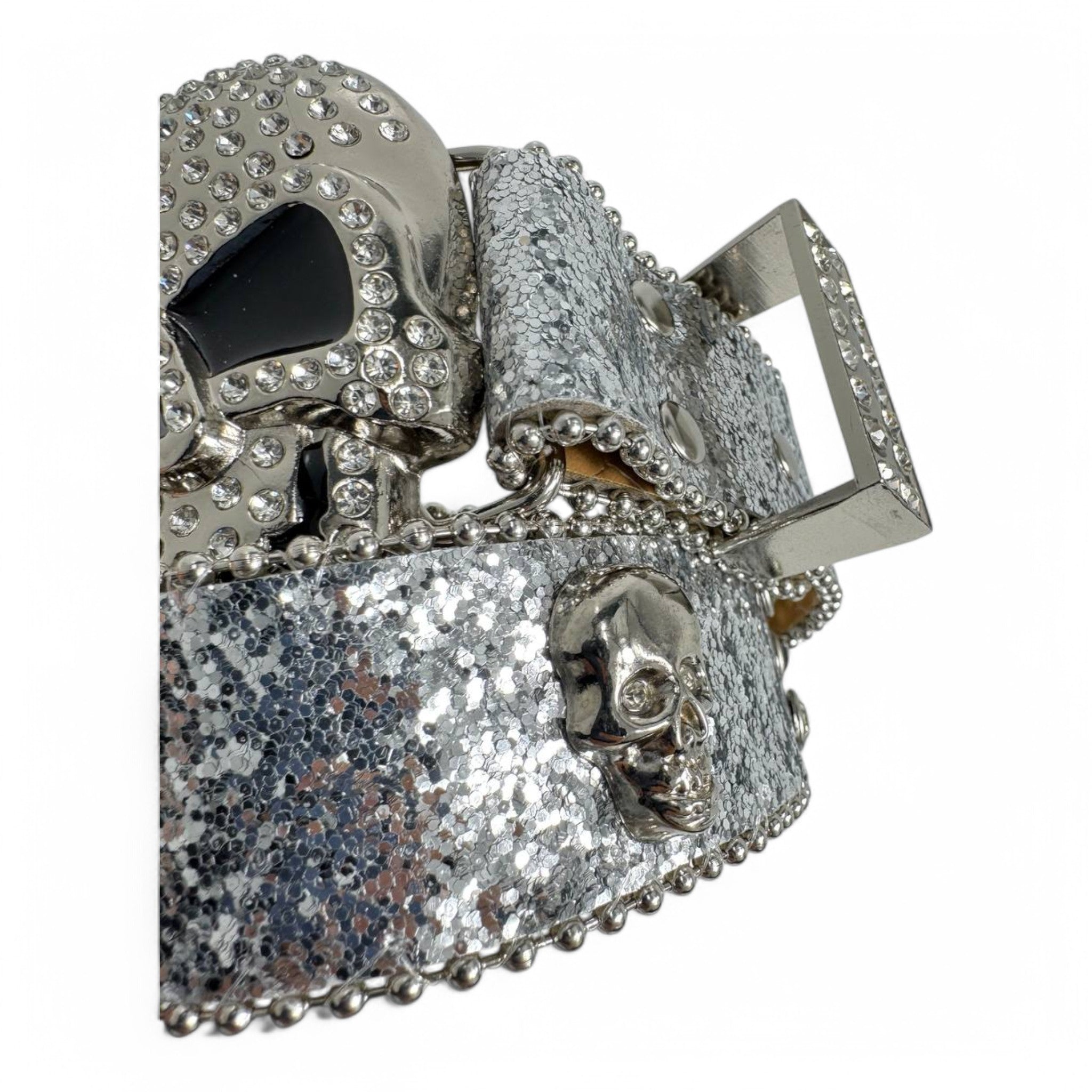 Rockstar Skull Belt – Rhinestone & Star-Studded Design