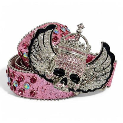 Royal Reaper Winged Skull Belt – Crowned Gothic Majesty