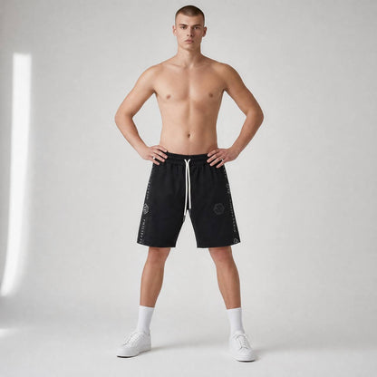 👑 Philipp Plein Signature Tape Shorts – Luxury Black Streetwear Edition