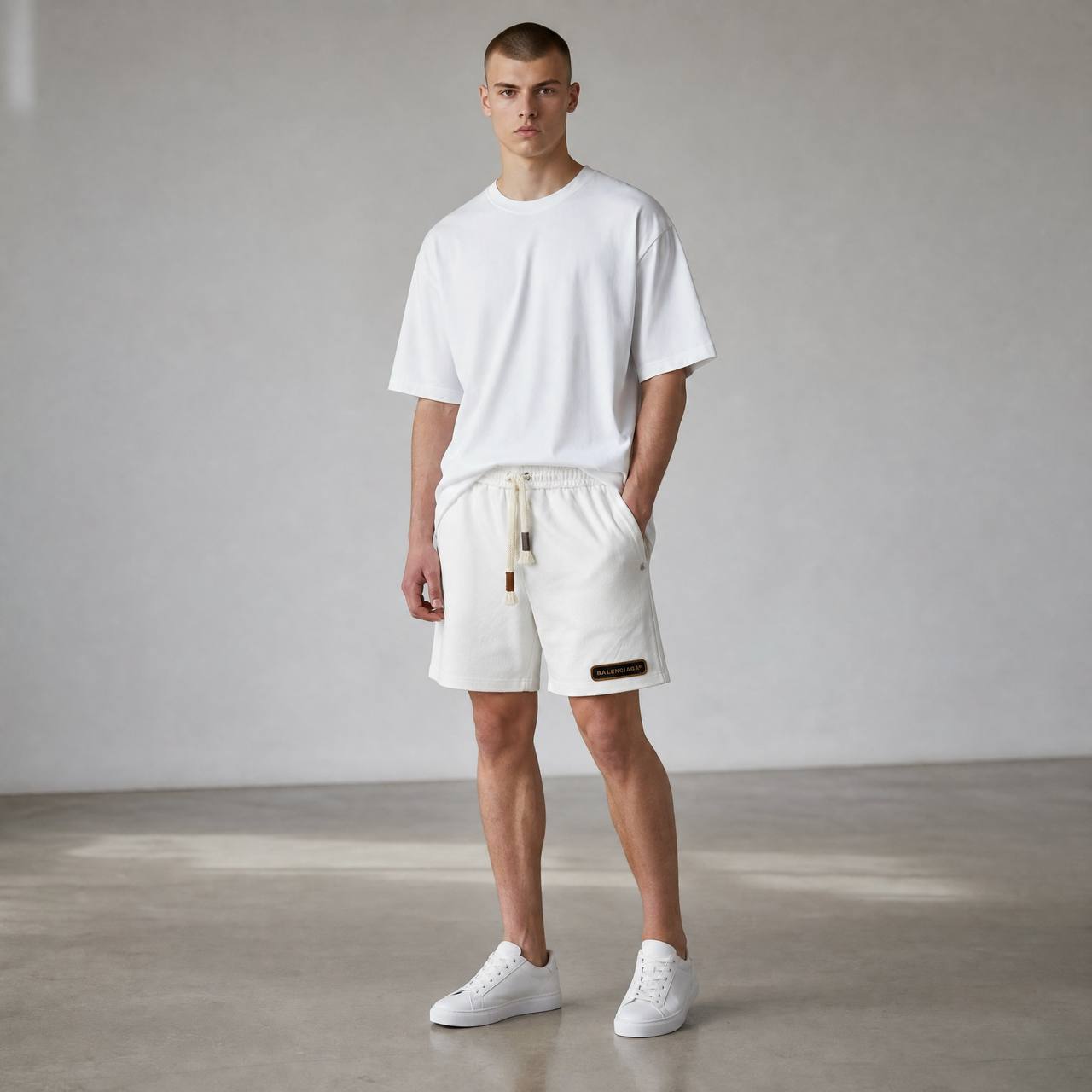 👑 Balenciaga Signature Logo Shorts – Luxury White Edition