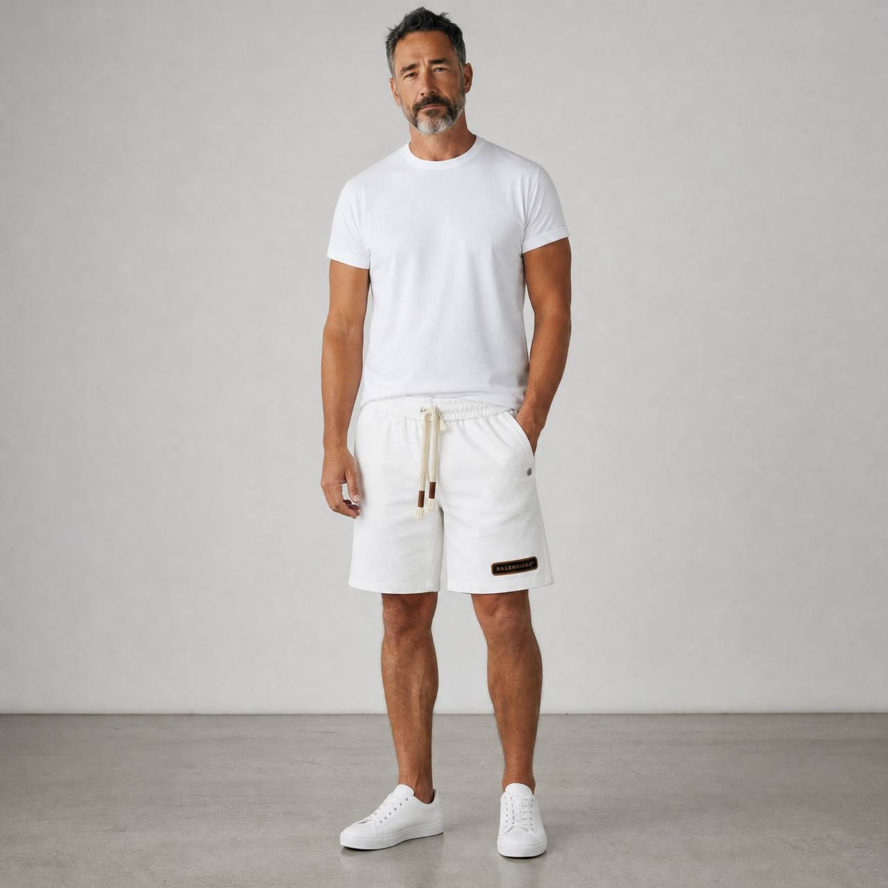 👑 Balenciaga Signature Logo Shorts – Luxury White Edition