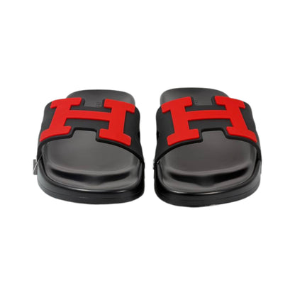 Hermes Chypre Slides – Black & Red Luxury Edition ❤️🖤