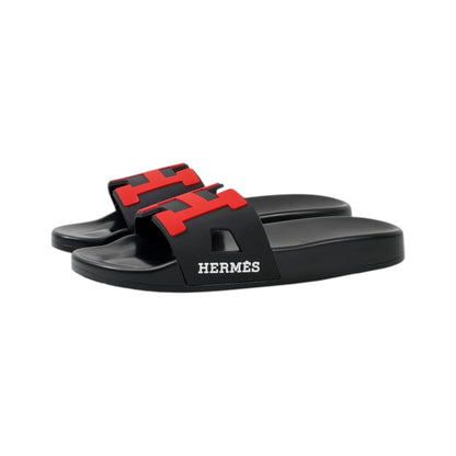Hermes Chypre Slides – Black & Red Luxury Edition ❤️🖤