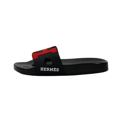 Hermes Chypre Slides – Black & Red Luxury Edition ❤️🖤