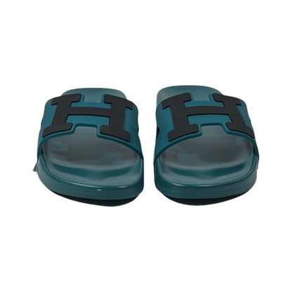 Hermes Chypre Slides – Deep Teal Luxury Edition 💙✨