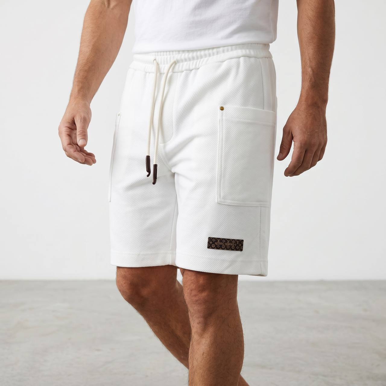 Louis Vuitton Monogram Utility Shorts – White Luxury Edition 🤍✨