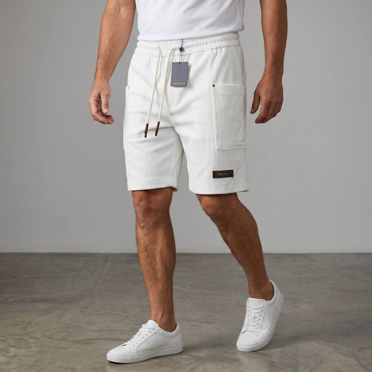 Louis Vuitton Monogram Utility Shorts – White Luxury Edition 🤍✨