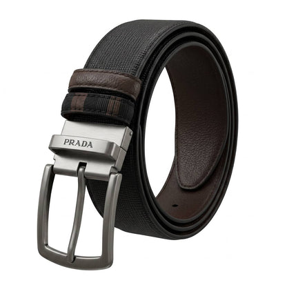 Prada Reversible Leather Belt – Black & Brown | 115 CM 🖤🤎✨