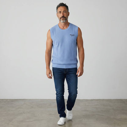 Prada Milano Ribbed Knit Sleeveless Tank Top – Sky Blue 🩵☀️