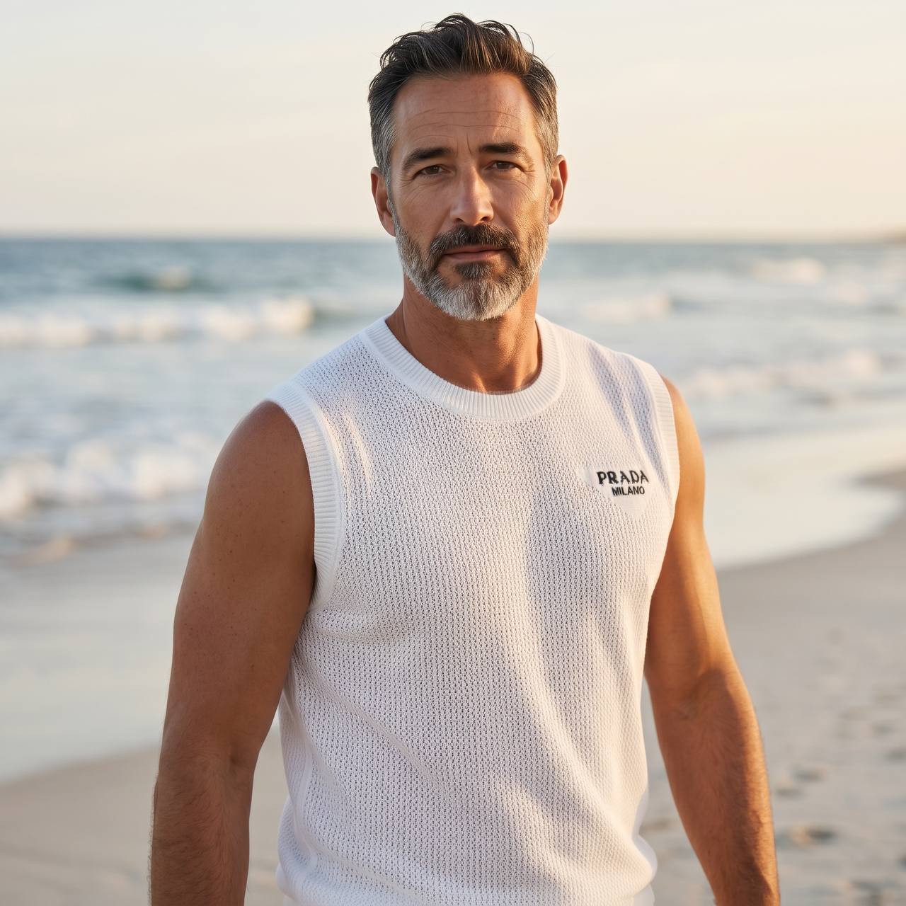Prada Milano Sleeveless Mesh Knit Top – White Luxury Summer Edition 🤍☀️