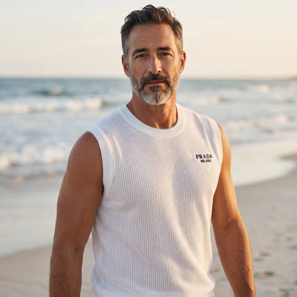 Prada Milano Sleeveless Mesh Knit Top – White Luxury Summer Edition 🤍☀️