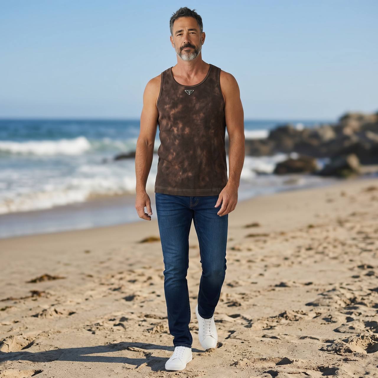 Prada Milano Ribbed Tank Top – Chocolate Brown Luxury Summer Edition 🤎☀️