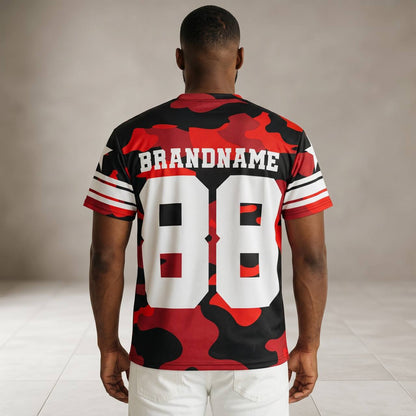🔥 88 Red Camo Oversized Football Jersey – Bold Streetwear Sports Edition 🏈