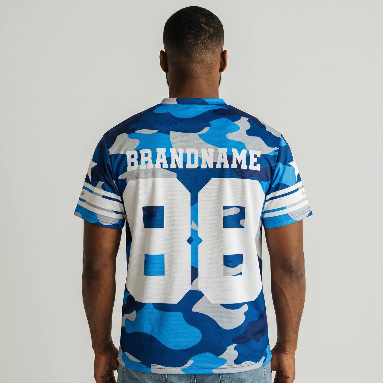 💙 Blue Camo 88 Oversized Football Jersey – Streetwear Sports Statement Edition ⚡